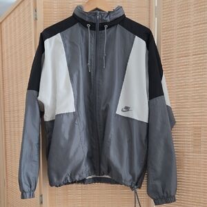 Nike Gray and White Windbreaker Jacket